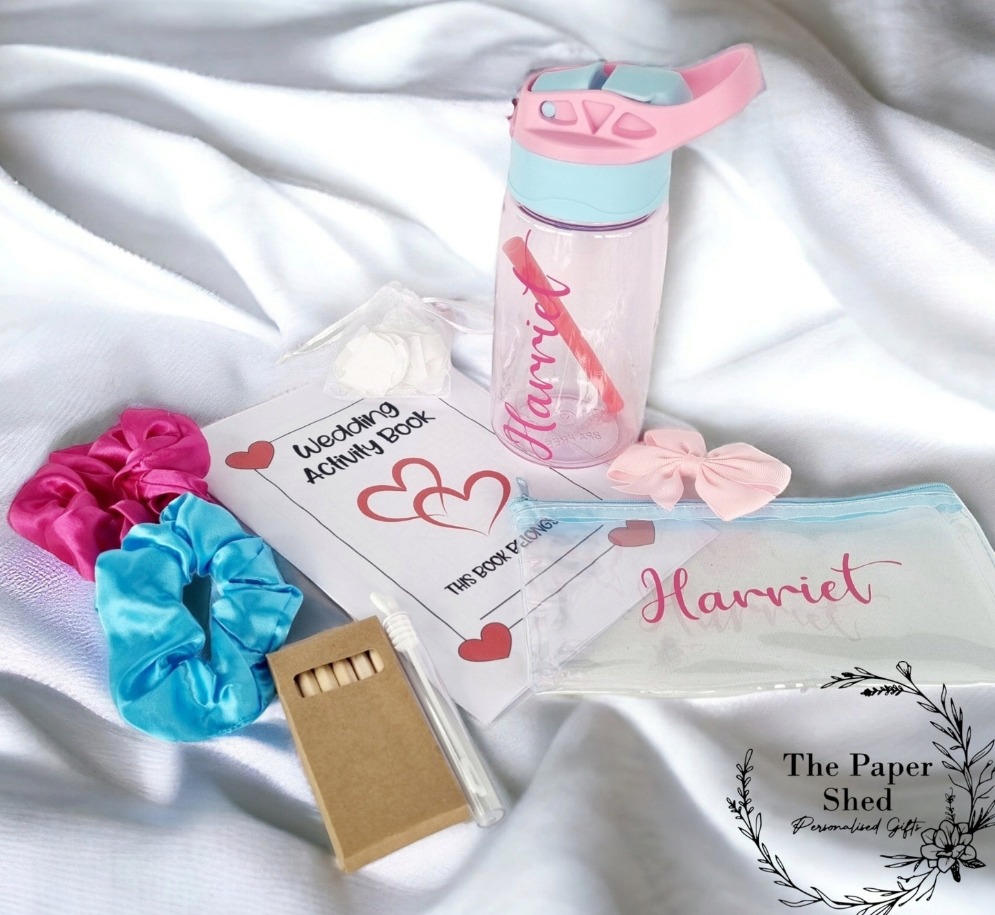 Personalised Flower Girl, Bridesmaid,  Wedding Party, Girl's ,Wedding Day Gift Set Infant, Junior, Teenager, Favours, hamper