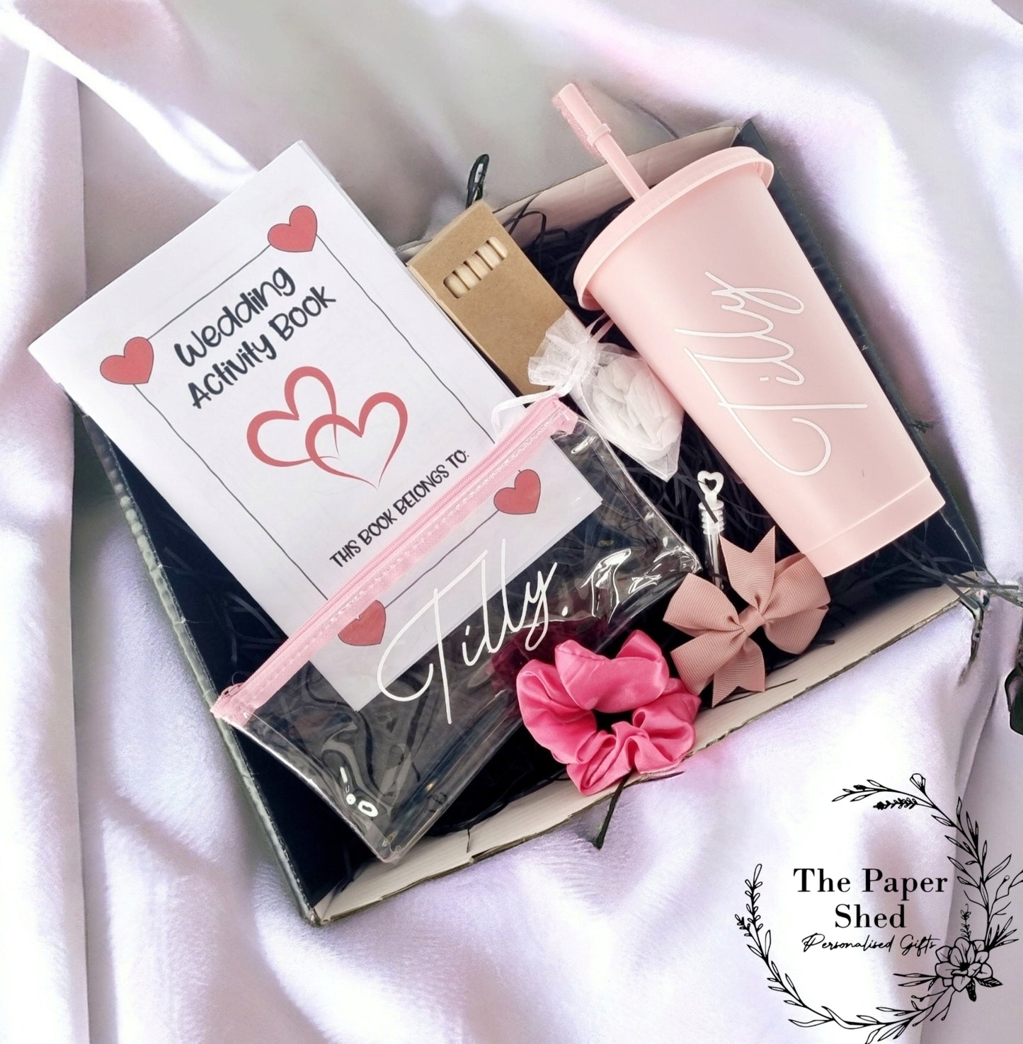 Personalised Flower Girl, Bridesmaid,  Wedding Party, Girl's ,Wedding Day Gift Set Infant, Junior, Teenager, Favours, hamper