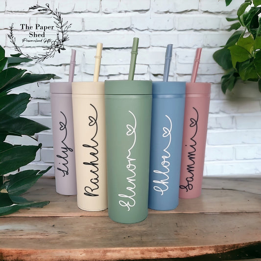Skinny Tumbler Personalised Name Bridesmaid Bridal Wedding