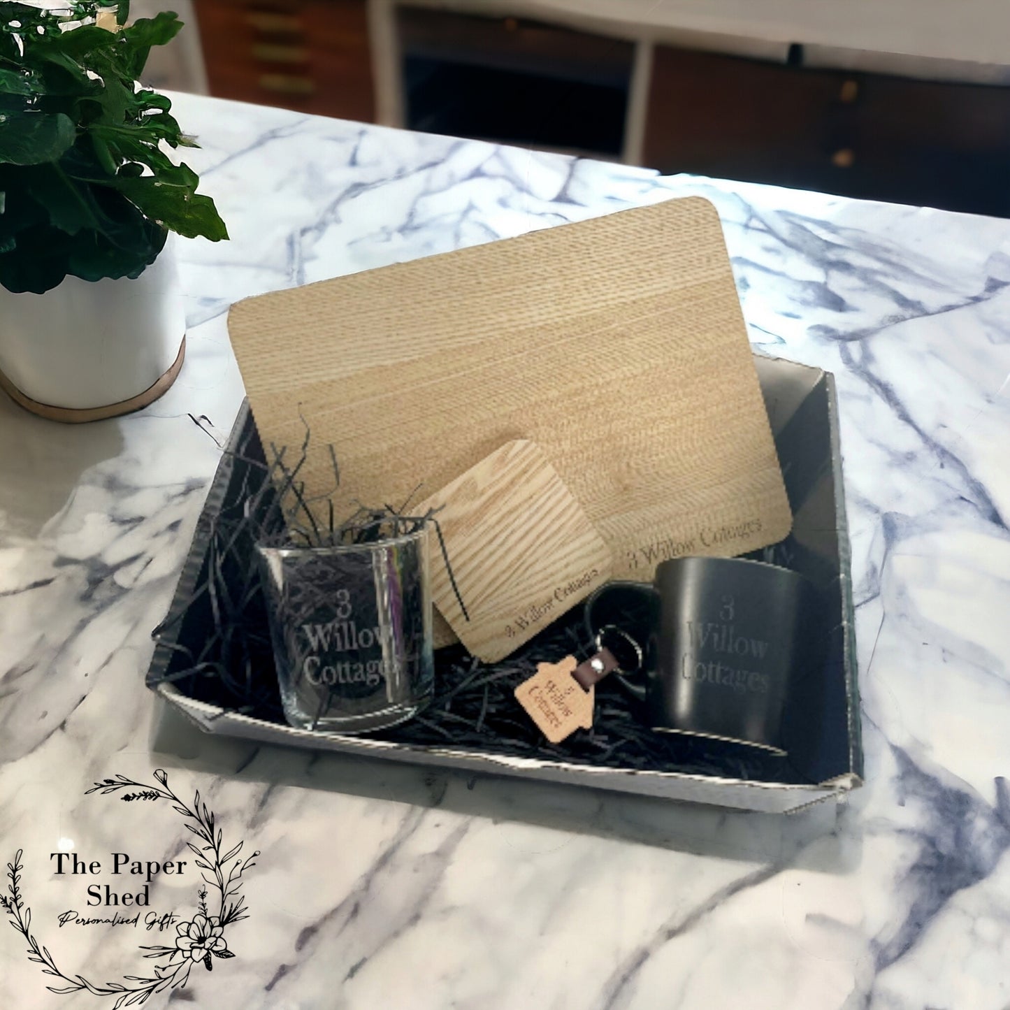 Home Name Hamper, New Home Gift, B&B, Guest House, Holiday Let, Mug, glass, Keyring, Coaster, Placemat, Guests, Visitors, Landlord