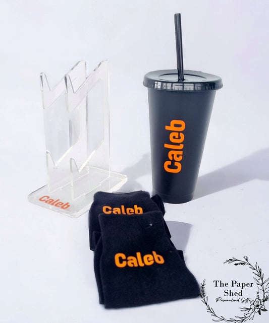 Personalised Gaming Set, Gaming stand for Controller/Headset, Socks, Cold Cup, Birthday Gift Set, Gamer, Gaming Station Accessories