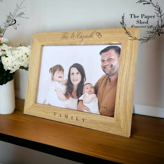 Personalised Family Wooden Photo Picture Frame Family Name Surname Father's / Mother's Day Gift/ Birthday, Parents, Children