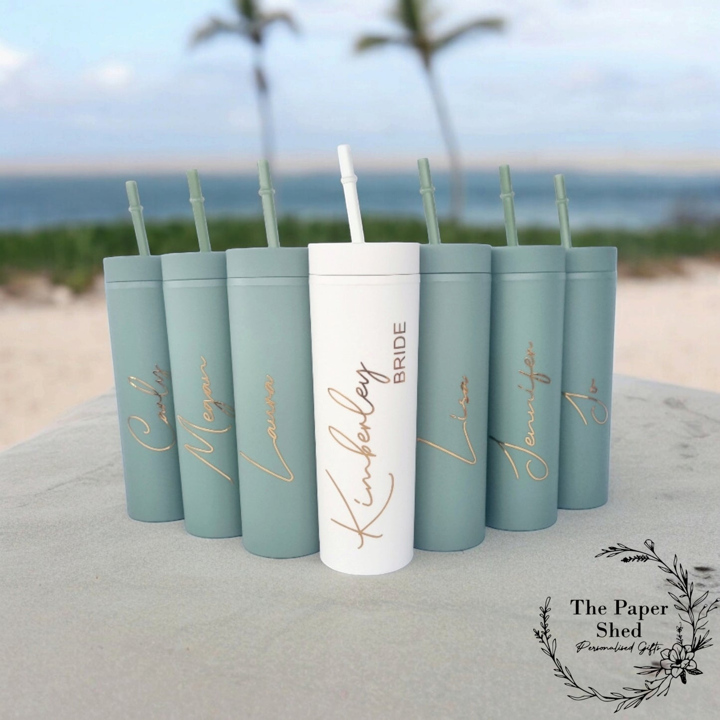 Skinny Tumbler Personalised Name Bridesmaid Bridal Wedding (Copy)