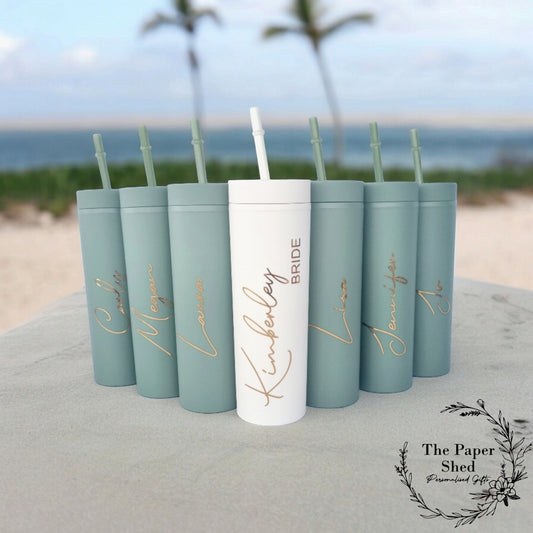 Skinny Tumbler Personalised Name Bridesmaid Bridal Wedding