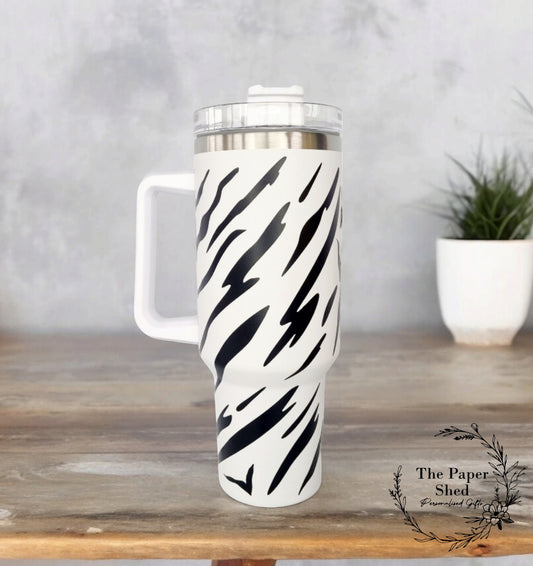 Zebra Stripes Print Travel Mugs Personalised 40oz Cups With Handle