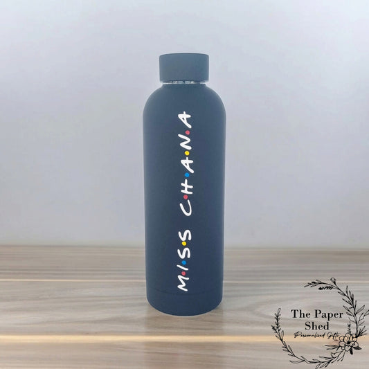 Teacher Gift Personalised Name Thermal Water Bottle Friends Theme