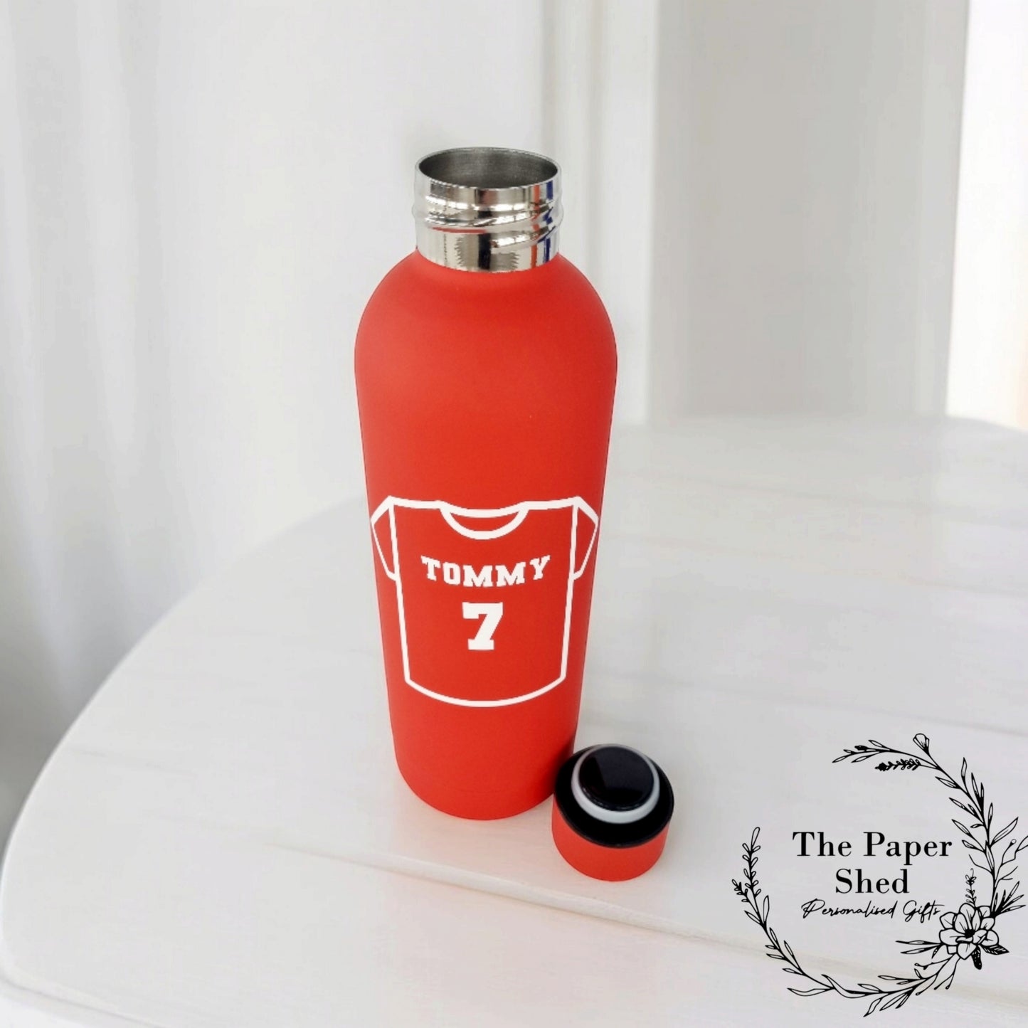Football Top T-Shirt Personalised Drinks Water Bottle