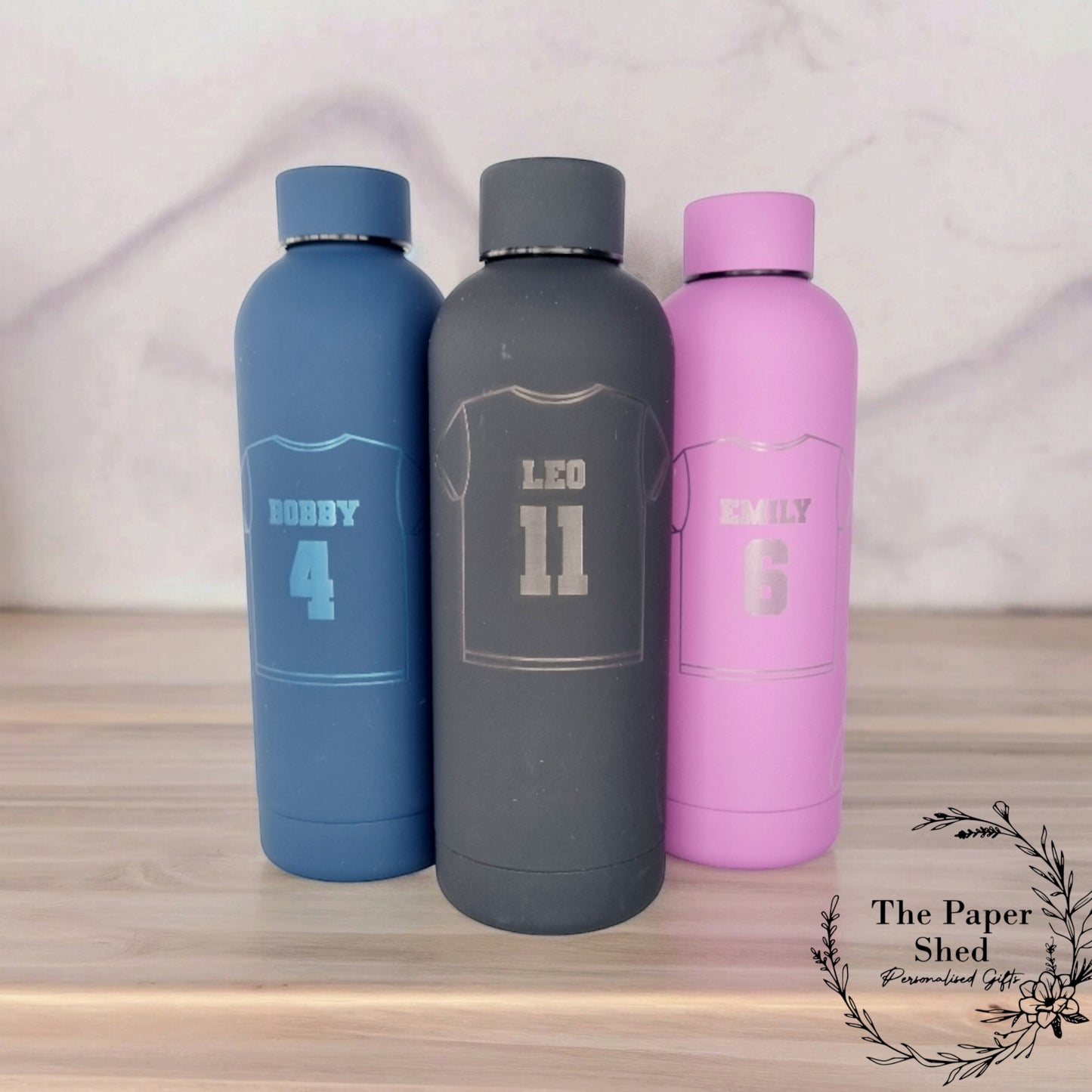 Football Top T-Shirt Personalised Drinks Water Bottle
