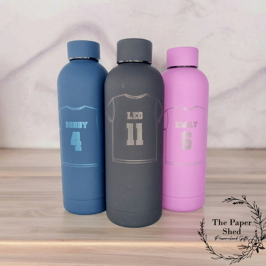 Football Top T-Shirt Personalised Drinks Water Bottle