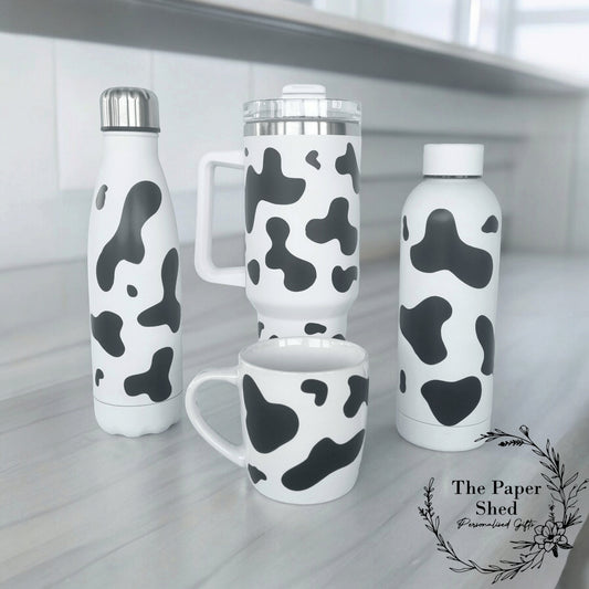 The Cow Print Collection, Thermal, Mug, 40 oz Travel Cup, Bottle, Travel Mug, Gift, Birthday, Set, dairy,