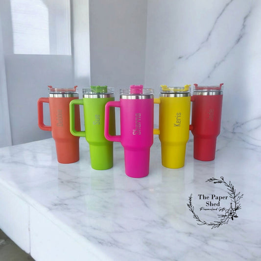Personalised or blank Large 40oz  Travel Mugs Pastel Colours Thermal Cup with Handle
