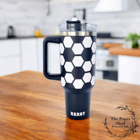 Football Fan Travel Mugs Personalised 40oz Cups With Handle Soccer Birthday Gift Match Game Ready Water Flask Large