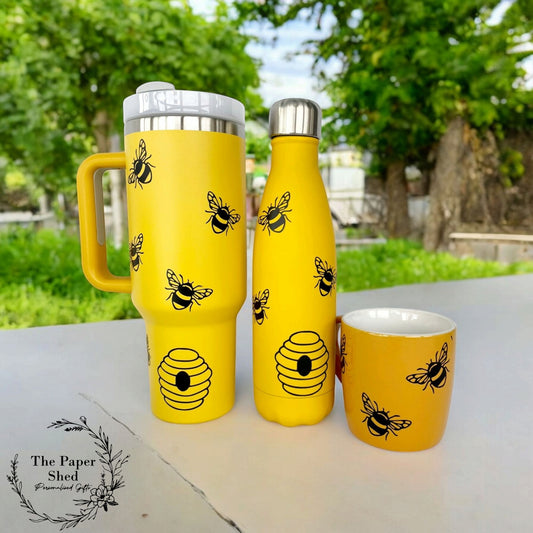 The Bee Collection, Bumblebee, Honey Bee, Hive Thermal, Mug, 40 oz Travel Cup, Bottle, Travel Mug, Gift, Birthday, Set,