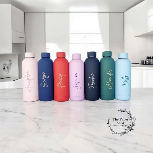 Personalised Name Thermal Water Bottle Metallic Water