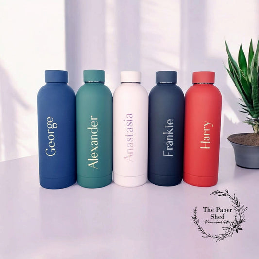 Personalised Name Thermal Water Bottle Metallic Water