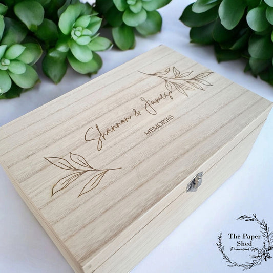 Couples Keepsake Memory Box Leaf Foliage Wedding Engagement Present Gift