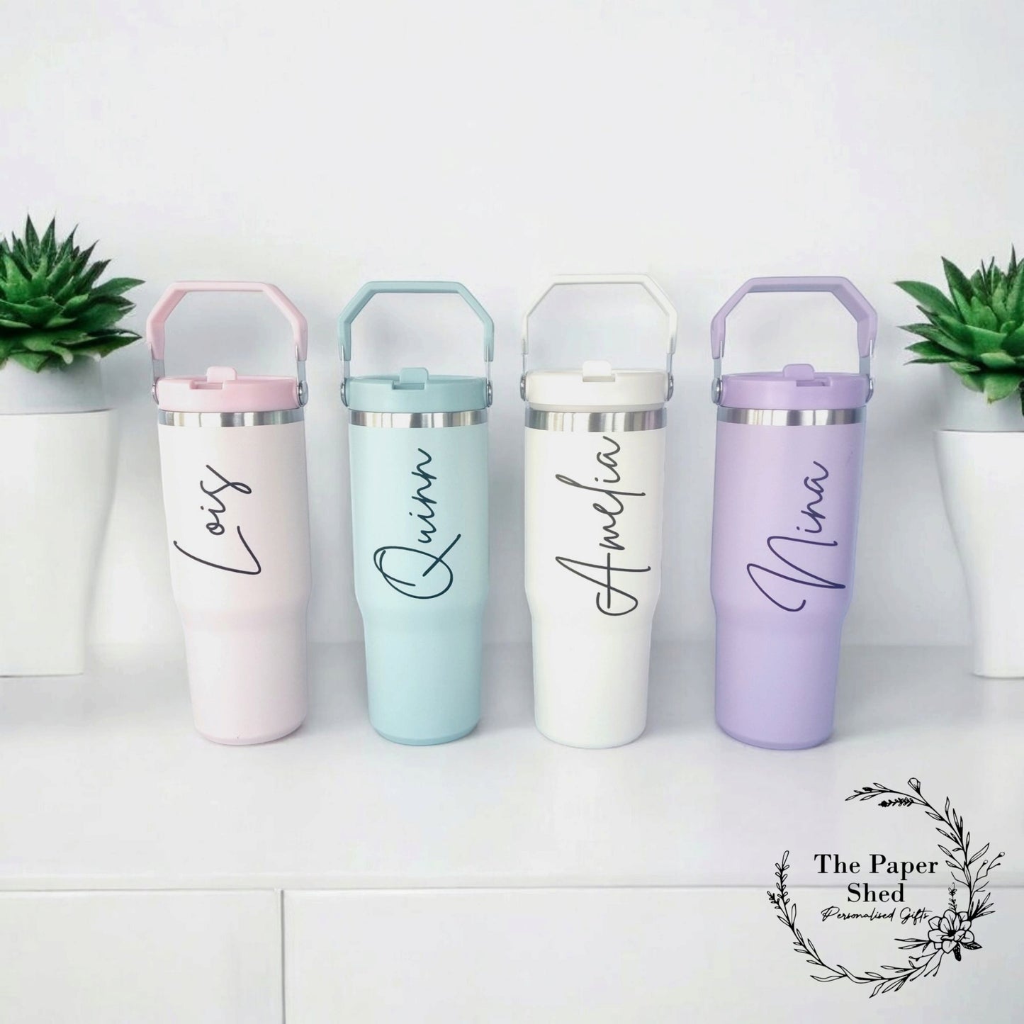 30oz Cup With Handle Thermal Insulated Personalised Name Pastels