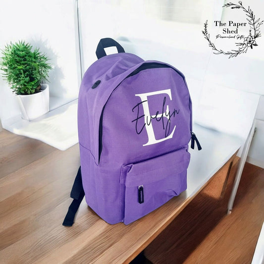 Childrens Rucksack Personalised Name School Back Pack Bag Initial Nursery Kids