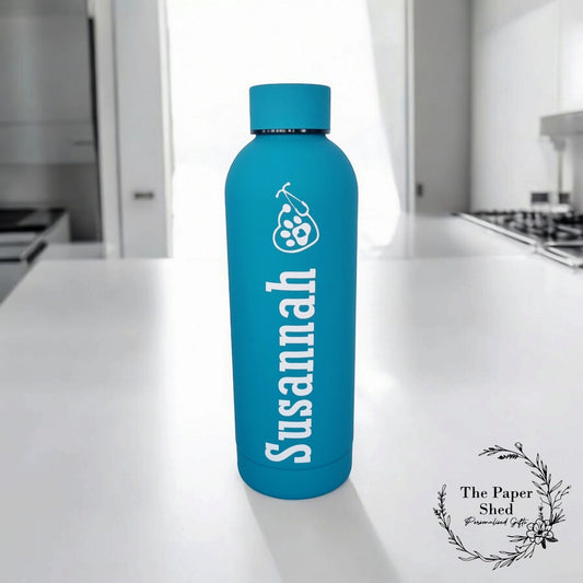 Vet Personalised Name Thermal Water Bottle Paw Print