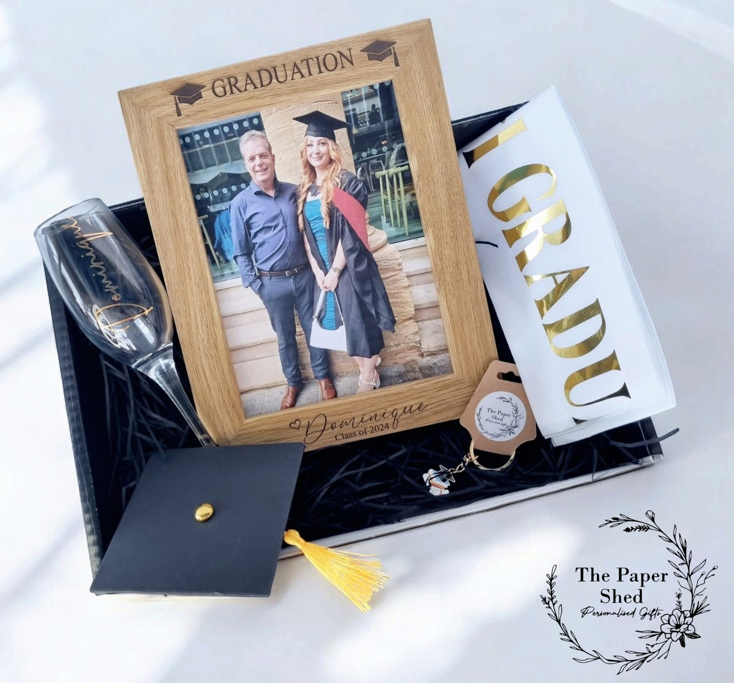 Graduation Day Personalised Hamper Gift Set Celebration Mortar Board Celebration University