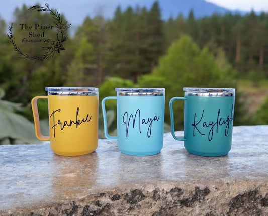 Travel Cup with Handle Thermal Coffee Mug Personalised