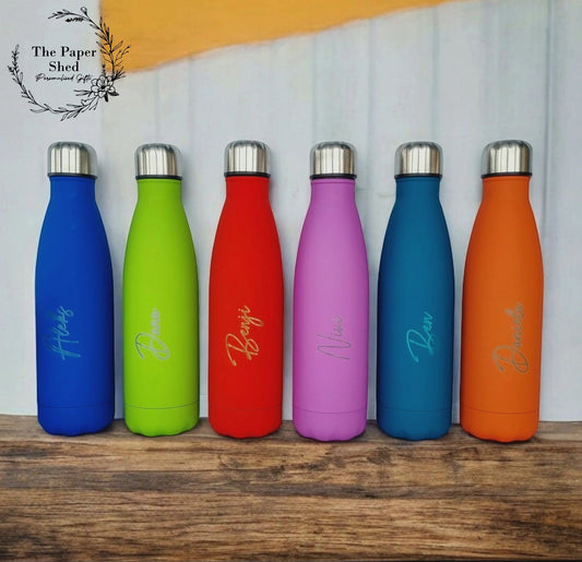 Personalised name thermal water bottle engraved
