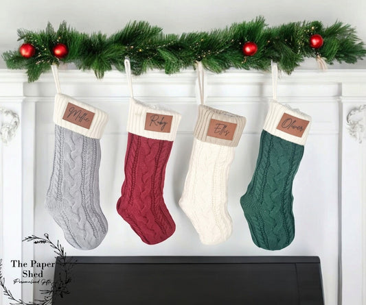 Stocking Knitted Personalised Christmas Stocking 4 Colours With Name