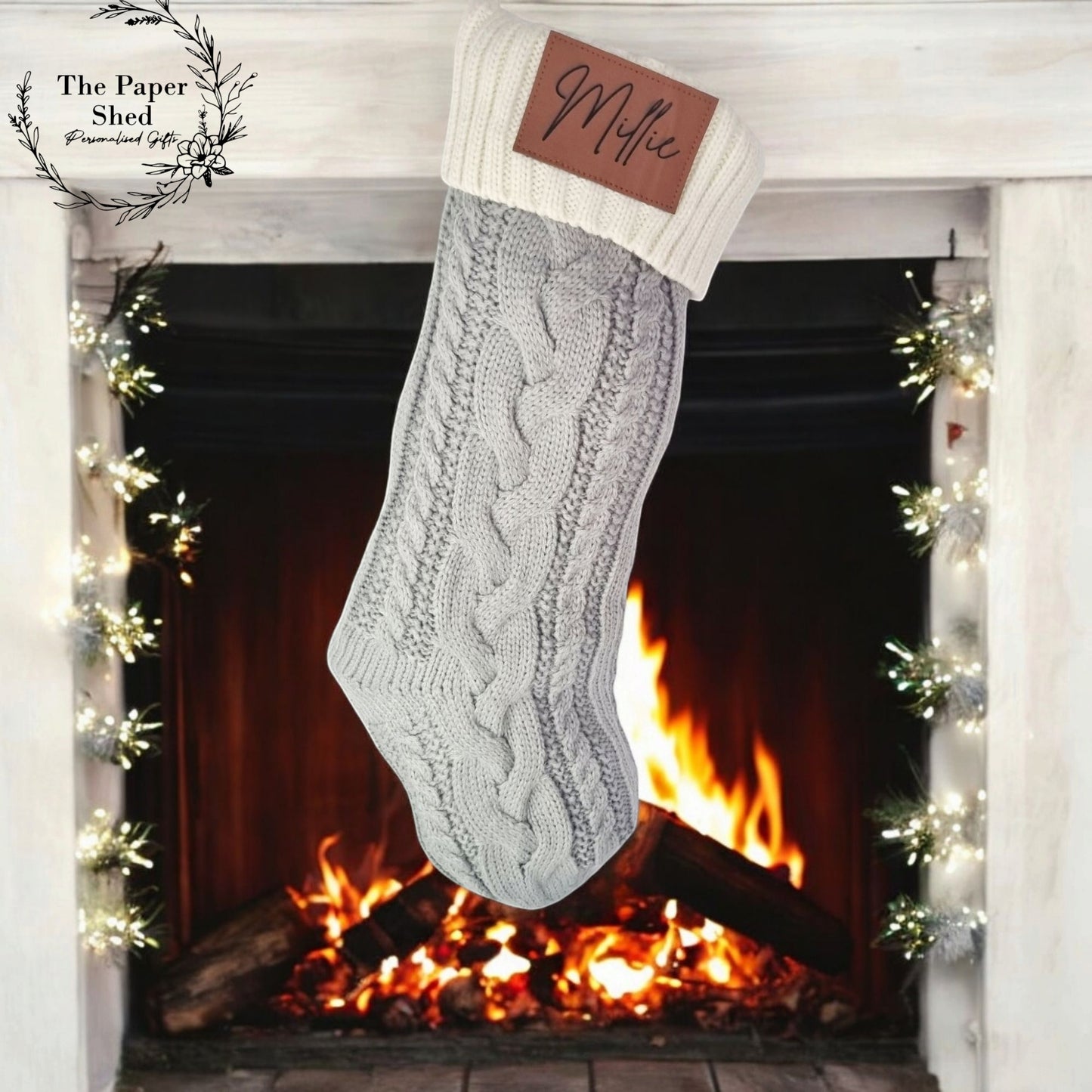 Stocking Knitted Personalised Christmas Stocking 4 Colours With Name