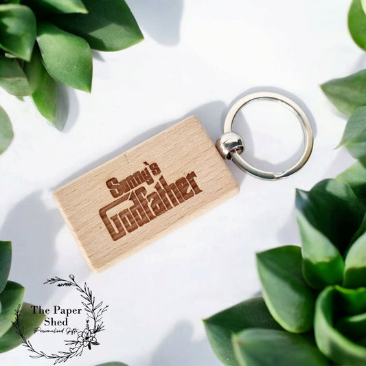 Godfather Personalised engraved keys, keyring-God Father Gift