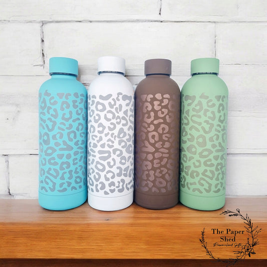 Leopard Print Engraved Thermal Water Bottle Birthday Christmas Gift 500 ml