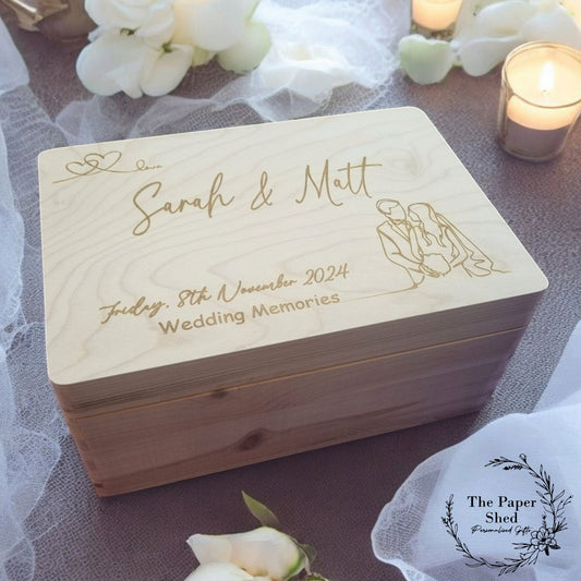 Silhouette Couples Family Memory Box Wedding Engagement Keepsakes