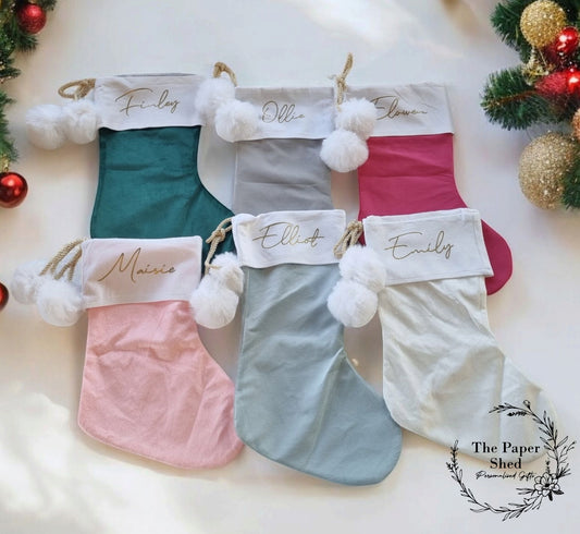 Stocking Velvet Personalised Christmas Stocking 6 Colours With Name