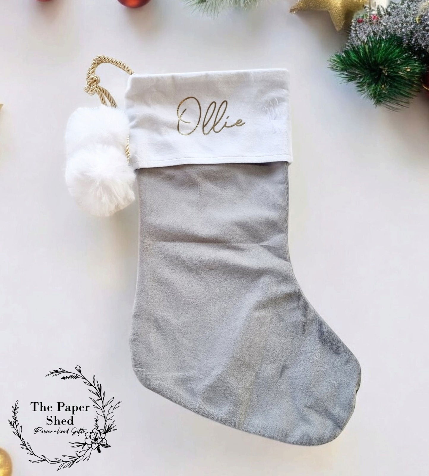 Stocking Velvet Personalised Christmas Stocking 6 Colours With Name
