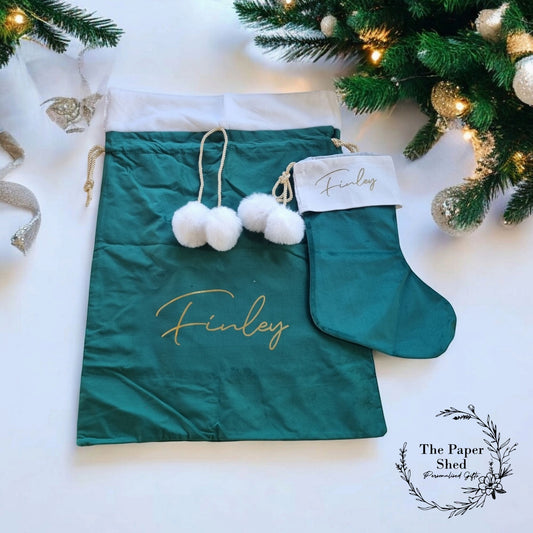 Velvet Christmas Santa Sack and Stocking Set