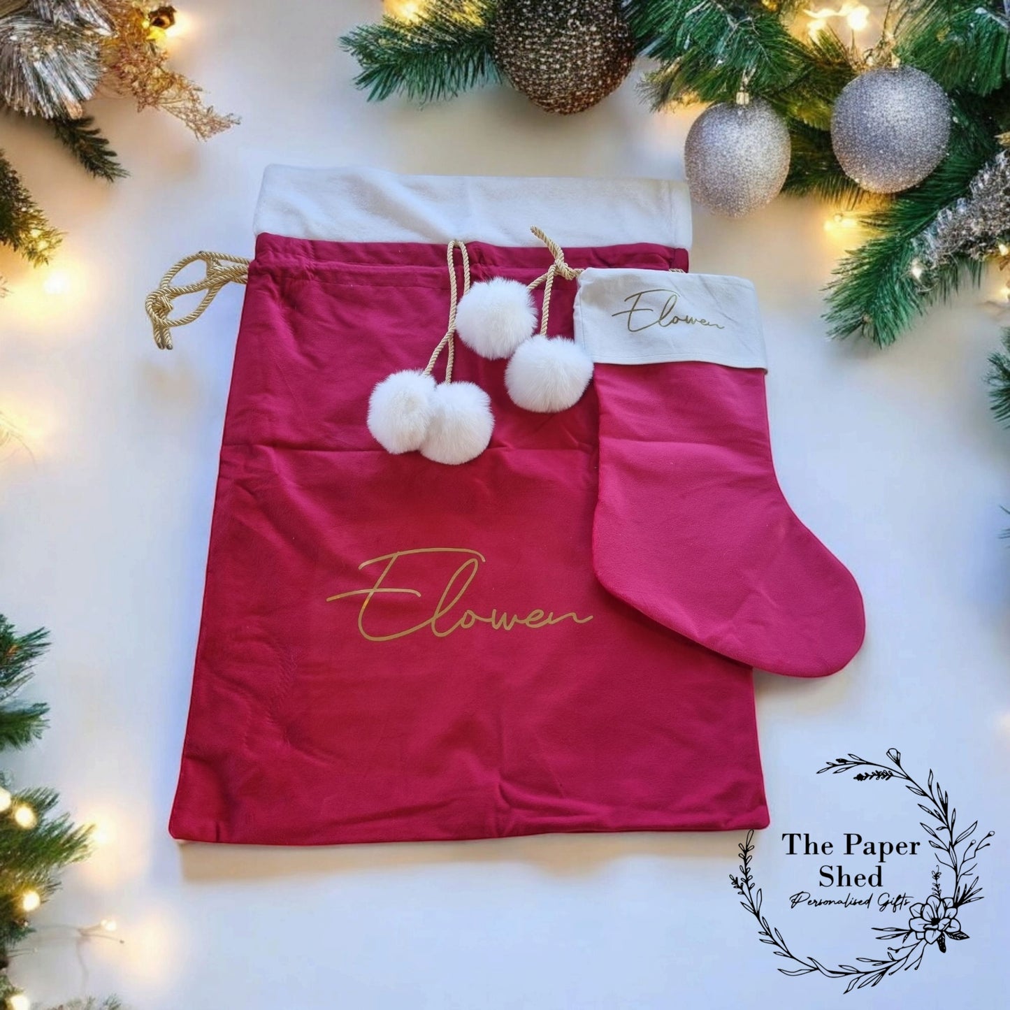 Velvet Christmas Santa Sack and Stocking Set