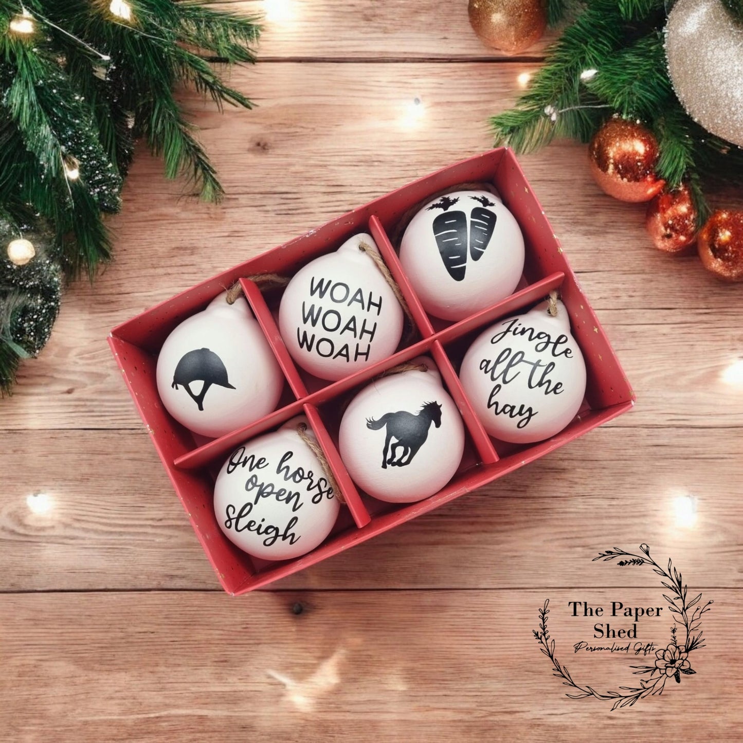 Horse Themed ceramic baubles 6 pack