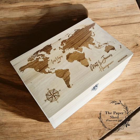 Couples Adventure Map Keepsake Memory Box Honeymoon