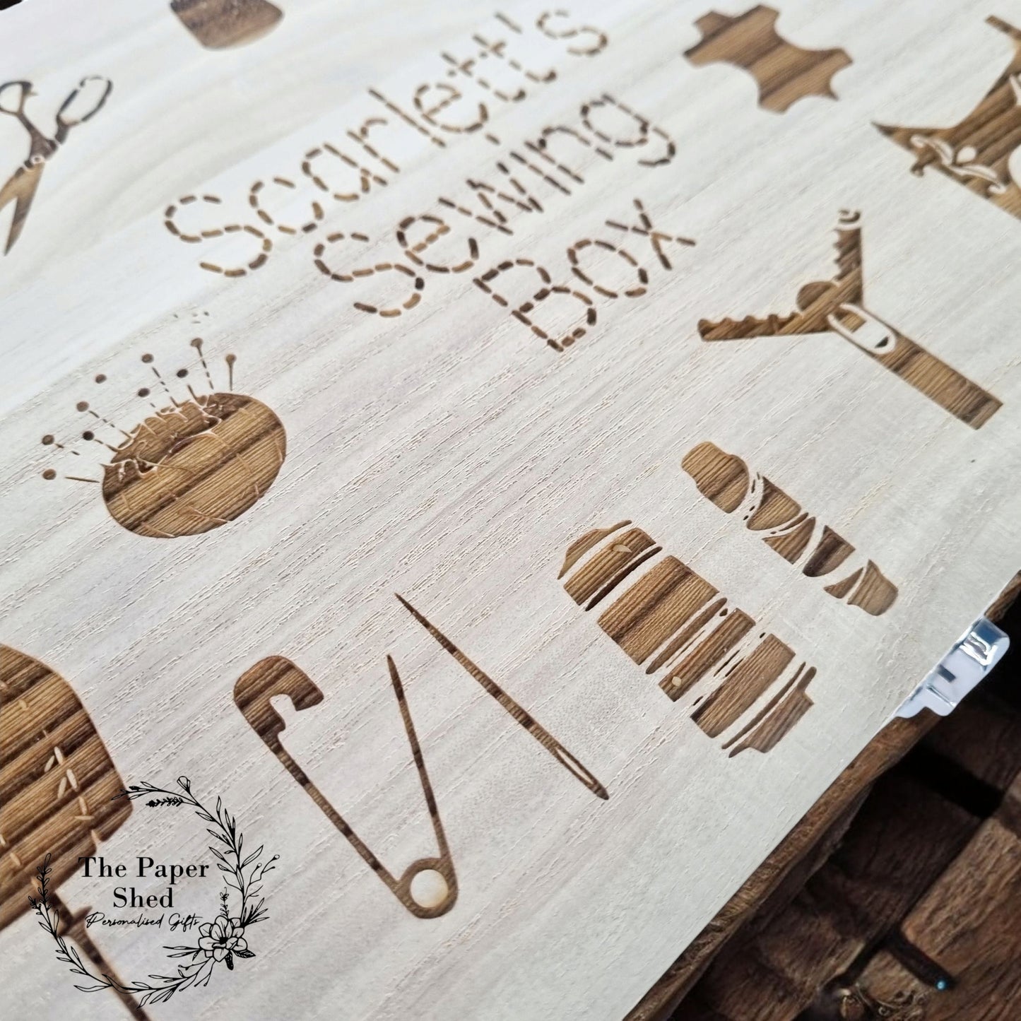 Wooden Engraved Sewing Box Personalised
