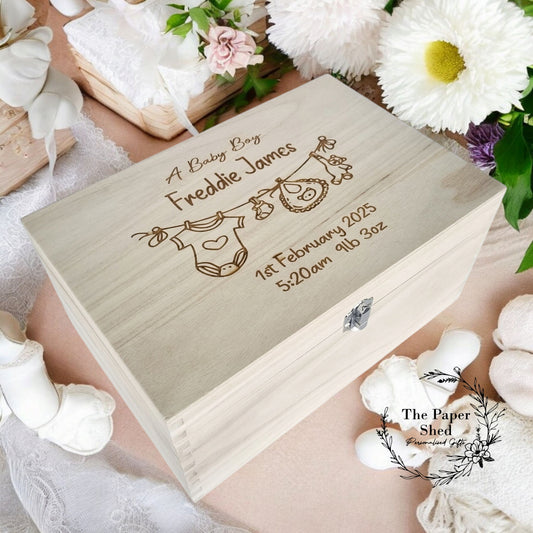 Memory Keepsake Box Baby Girl Boy Washing Line