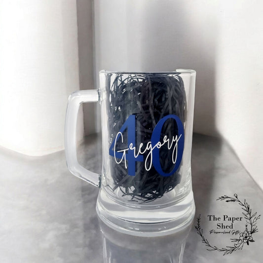 Birthday Glass Beer Tankard With Age & Name - 21st 30th 40th 50th 60th 70th