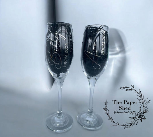 Personalised PROM 2025 Champagne Glasses Flutes, Couple, Date,  Boyfriend, Girlfriend