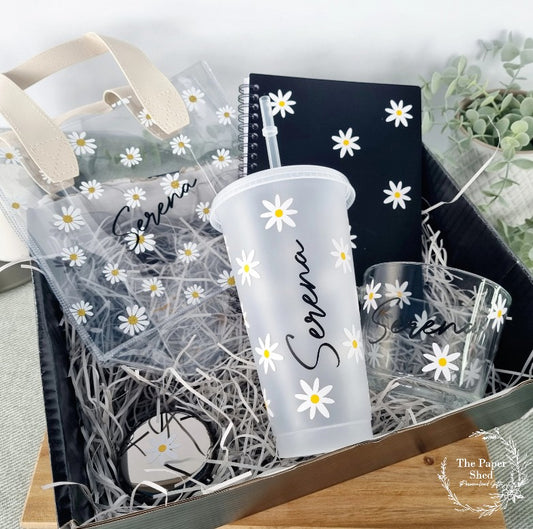 Daisy Gift Set -  Birthday Present - For Her - Birthday - Hamper Personalised Gift Box with Name-Daisy Themed - Daisies Flowers