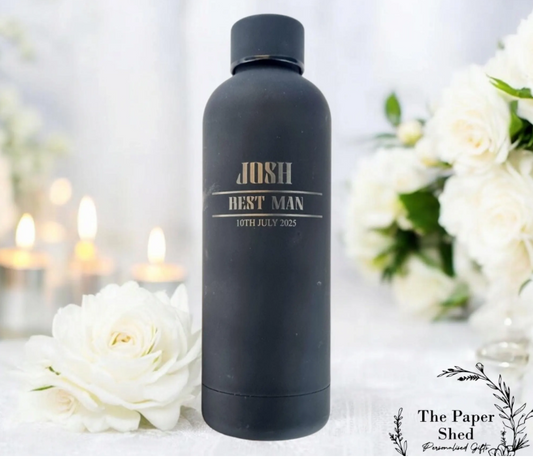 Best Man Personalised name thermal water bottle engraved thermos flask