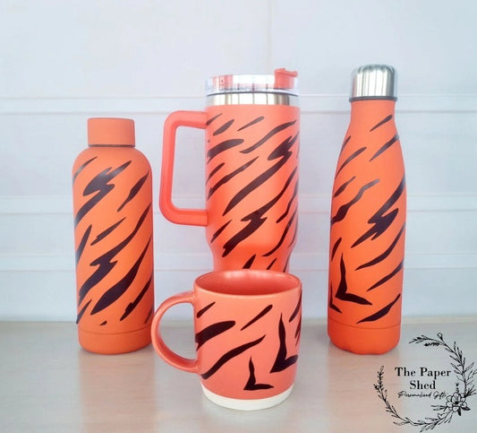The Tiger Print Collection, Thermal, Mug, 40 oz Cup, Bottle, Travel Mug, Gift, Birthday, Set, stripes