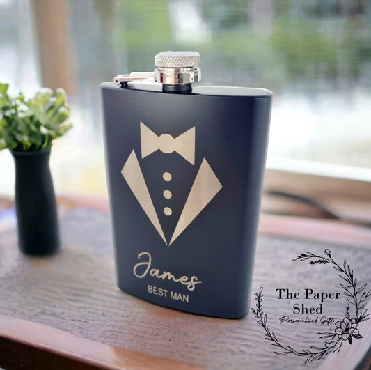 Engraved Hip Flask, Wedding party gift, groom, best man, usher, Father of the bride