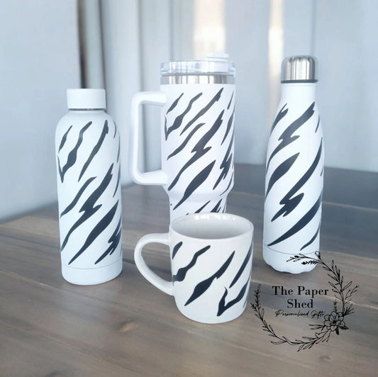 The Zebra Print Collection, Thermal, Mug, 40 oz Cup, Bottle, Travel Mug, Gift, Birthday, Set, stripes