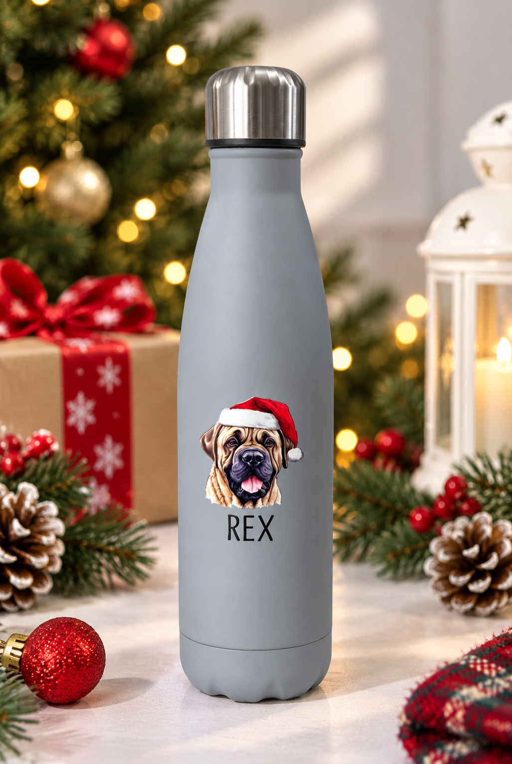 Personalised Pet Dog Breed Thermal Water Bottle Name Christmas Gift Version 1 Sports Bottle