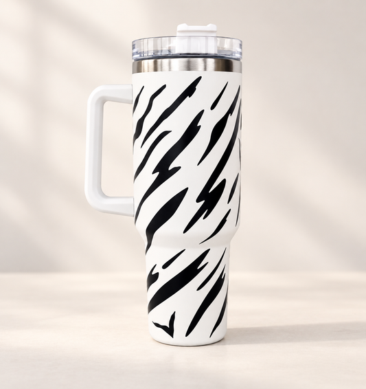 Zebra Stripes Print Travel Mugs Personalised 40oz Cups With Handle