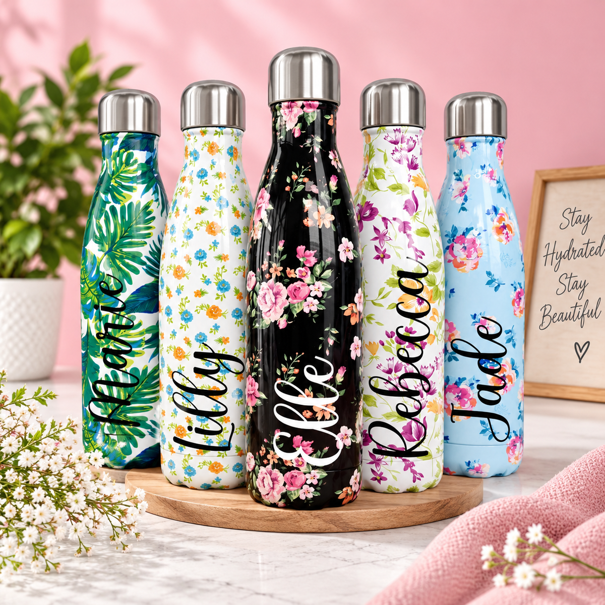 Floral Thermal Personalised Name Bottles