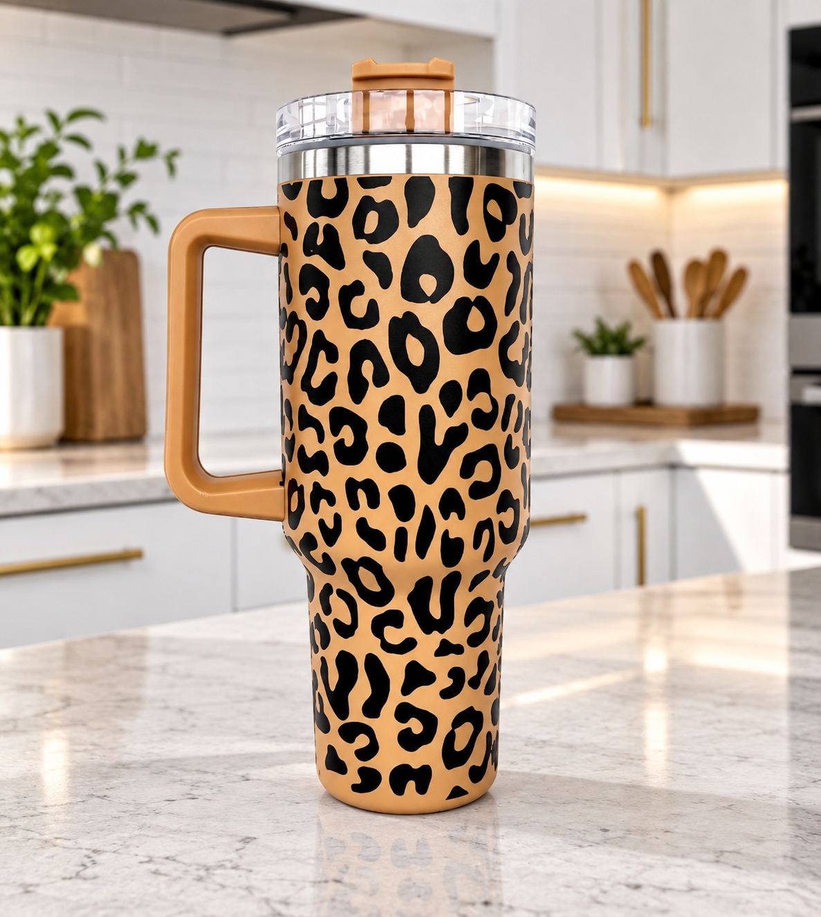 Leopard Print  Travel Mugs Personalised 40oz Cups With Handle